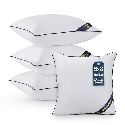 Utopia Bedding Throw Pillow Inserts (Pack of 4, White), 22 x 22 Inches Decorative Indoor Pillows for Sofa, Bed, Couch, Cushion Sham Stuffer