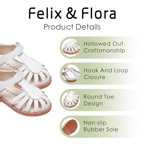 Image of Felix & Flora Toddler Girls Sandals Flower Girl Shoes Soft Rubber Princess Flat Shoes