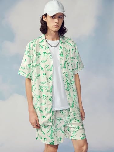 Image of DHRUVI TRENDZ Men's Co-Ord Set | Stylish Shirt & Shorts Combo for Men | Casual Printed Matching Set | Half Sleeve Summer Outfit | Trendy Beachwear & Vacation Set | Regular Fit CoOrd Set for Men