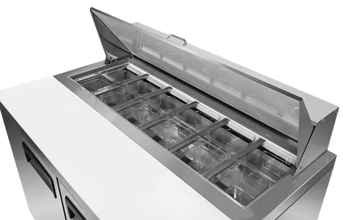 Image of FSE 47-Inch Two-Door Refrigerated Commercial Salad /Sandwich Prep Table, 12 Cubic Feet, Stainless Steel, 115 v, (MRSL-2D)