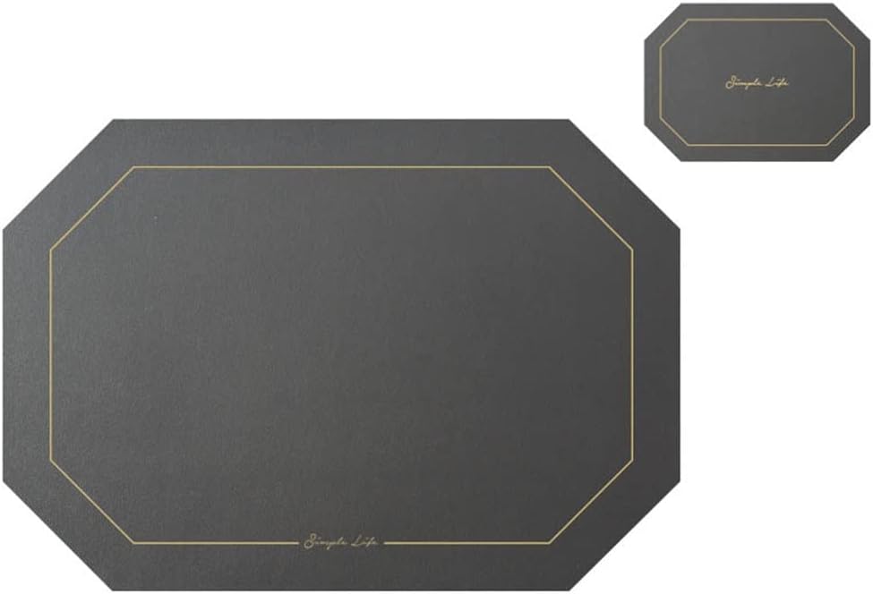 4 Pcs Octagon Leather Placemat Tableware Pad with Coaster Kitchen Tablemat Washable Bowl Cup Pads (Color : D, Size : 4330cm)