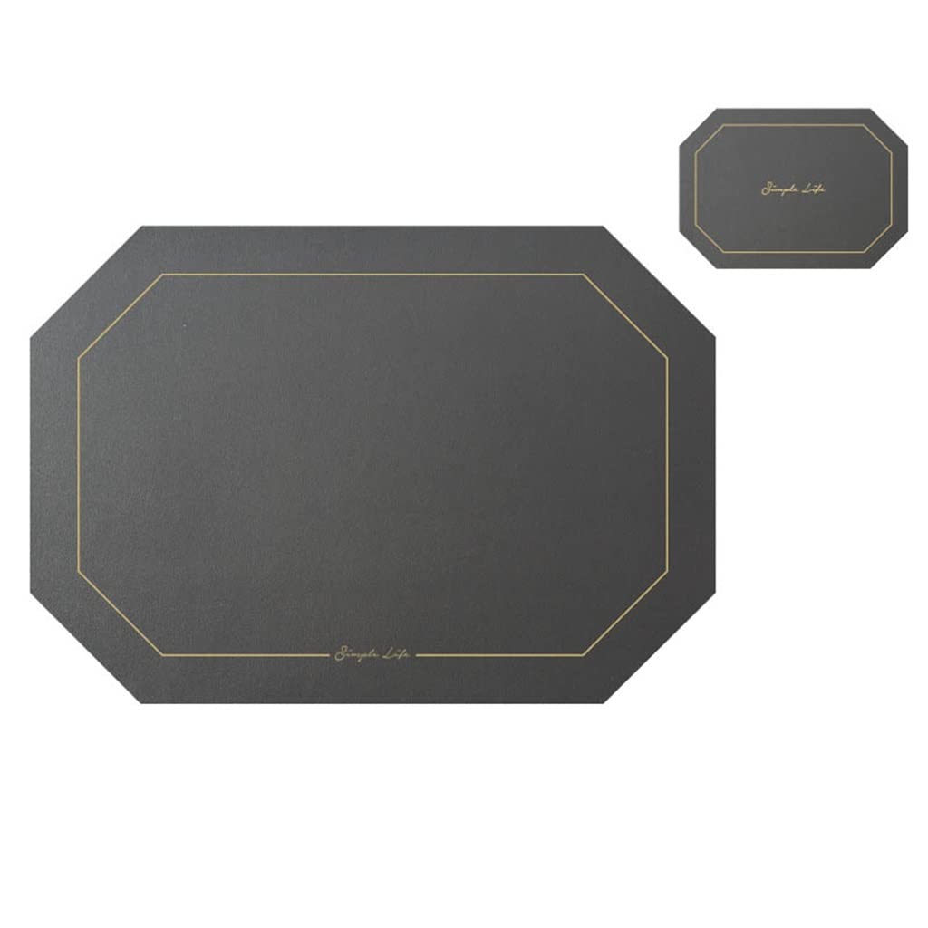 IANSHFKN 4 Pcs Octagon Leather Placemat Tableware Pad with Coaster Kitchen Tablemat Washable Bowl Cup Pads