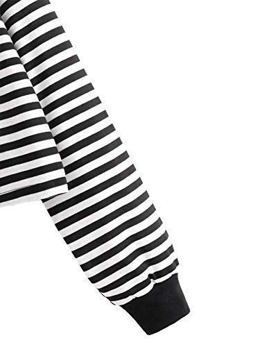 SweatyRocks Women's Casual Long Sleeve Striped Cropped T-Shirt Casual Crop Tee Top4
