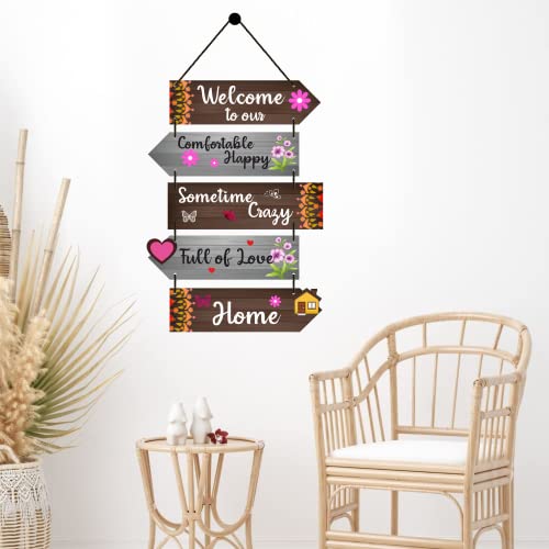 Image of Expleasia, Exuberant & Luxury Decor Decorative Wall Hanging Wooden Art Decoration Item for Home Office Living Room Bedroom Decoration Items Home Decor Gift Items (Happy Crazy Home)