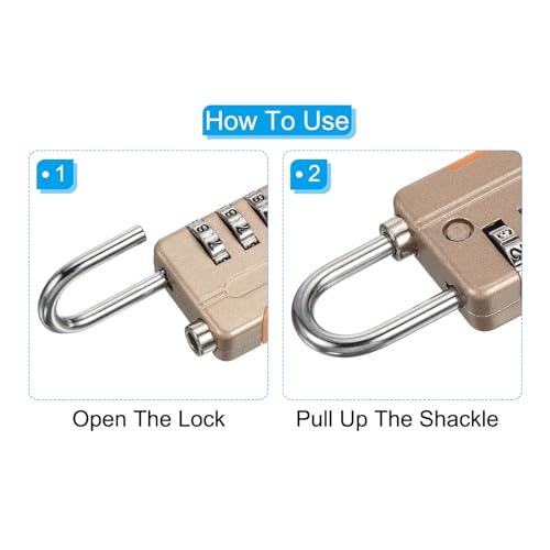 Image of PATIKIL Security Steel Cable with 4 Digit Combination Lock, 2 Set 1.6Ft Coated Safety Wire Rope Double Loop Padlock for Outdoor Travel Luggage, Yellow