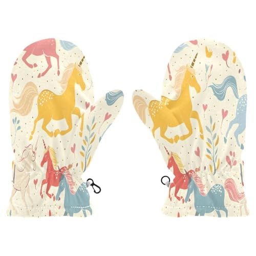 Kid's Winter Gloves Children Warm Gloves Yellow Blue Unicorn for Boys Girl Age 4-6 Years