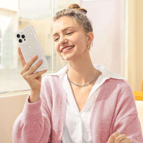 Hython Case for iPhone 14 Pro Case Glitter Cute Sparkly Shiny Bling Sparkle Phone Cases 6.1", Thin Slim Fit Soft TPU Bumper Shockproof Rubber Protective Cover for Women Girls Girly, Bright Silver by Hython - Used condition - Image 5