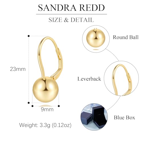 Gold Earrings for Women 14K Gold Hoop Earrings for Women Leverback Ball Dangle Drop Earring for Womens Chic Bold Sphere Dainty Womens Hoop Leverback Earring2