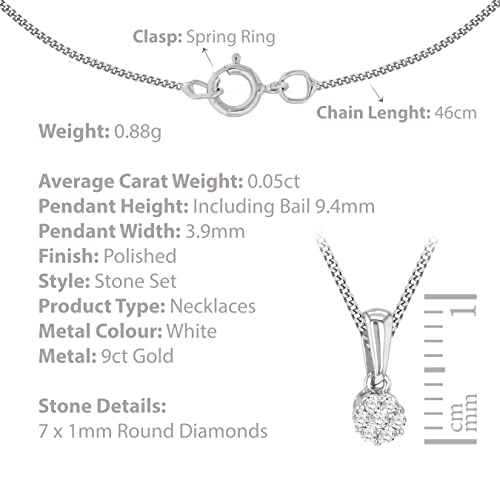 Carissima Gold Anhänger an Kette 9 Karat Weißgold 0.25 Karat Diamant Blüte 46 cm 5.43.9784