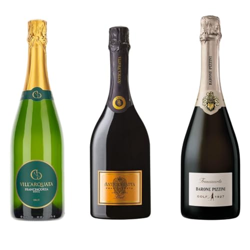 Franciacorta DOCG | Set Regalo 3 Botellas | Antica Fratta Cuvée Real | Barone Pizzini Golf | Villarquata Brut | Ideas Regalo Navidad | Selección Gourmet de Espumantes