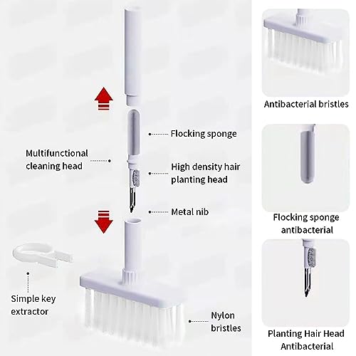 GLUN® Multipurpose Cleaning Brush 5-in-1 Multi-Function Cleaning Tools Kit (Keyboard Brush, TWS Cleaner, Key Puller, Metal Pen Tip, High Density Brush) Random 6 41BT+lsdtPL