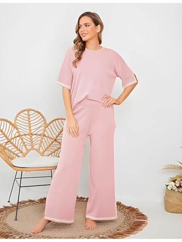 Image of TYSORT Women Casual Summer co ords Set Track Suit Oversized Top Baggy Pant,Top and Pajama Set