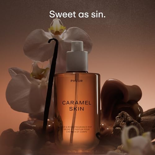 Image of PHLUR Caramel Skin Body Mist, 3 Fl Oz - Hair and Body Perfume for Women | Warm Caramel Vanilla Body Spray with Bergamot, Sandalwood and Musk Fragrance