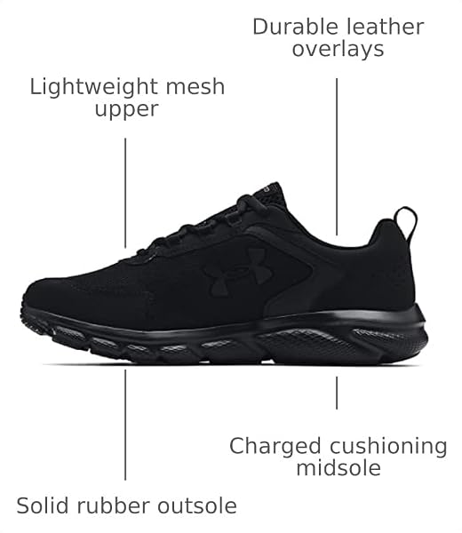 Under Armour Mens Charged Assert 9DISC Running Shoe, Black (002 Black, 12 US - 5