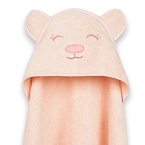 Image of Masilo 100% Cotton Hooded Towel /Ideal for Babies 0-18months / Luxurious and Super Absorbent Baby Towel /Infant to Toddler Wrap Towel with Hood /Soft, Lightweight and Breathable /Grrly /Pink