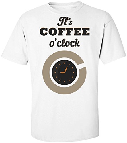 Finest Prints It's Coffee O'Clock Coffee Clock Maglietta da Uomo Men's T-Shirt XX-Large