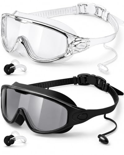 Image of Swim Goggles 2 Pack, Wide View Anti Fog&UV Swimming Goggles for Audlt, No Leak Pool Beach Essentials for Men Women