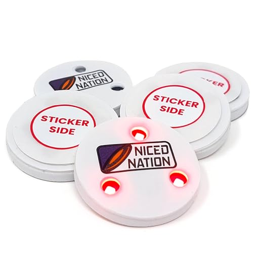 NICED NATION Red LED Stickers for Disc Golf Discs and Baskets – Play Disc Golf at Any Time of Day, Even in The Dark (Pack of 5)