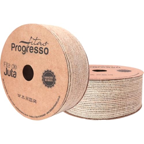 Fita Aramada de Juta, 38mm X 10 metros, Cru Natural, Fitas Progresso