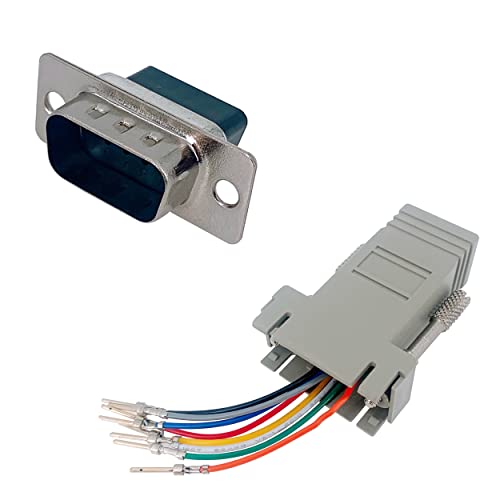 Jienk 10Pcs Db9 To Rj45 Modular Adapter, Db9 To Rj45 Female Jack Ethernet Adapter(5Pcs Db9 Male X 5Pcs Db9 Female #TOP2