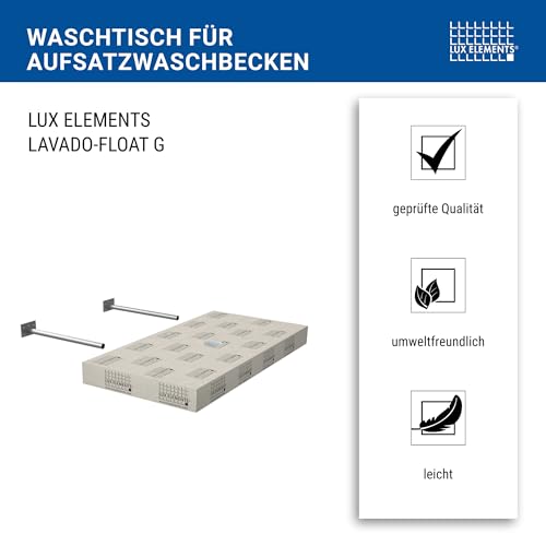 LUX ELEMENTS Waschtisch für Aufsatzwaschbecken - Fertig zum Verfliesen I Inkl. Montagematerial mit 1x Kartusche Montagekleber + 2x Wandkonsolen 450mm lang