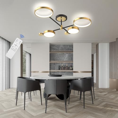 Plafonnier LED moderne à intensité variable noir doré 75CM