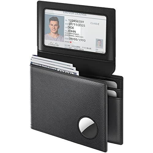 typecase Mens Wallet with AirTag Holder: Secure Holder for Apple Air Tag, Top Grain Leather, RFID Blocking, Bifold, Slim, Minimalist, Large Capacity - 13 Card Slots | 2 ID Windows | 2 Cash Slots
