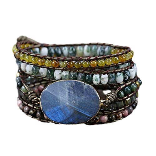 Image of Boho Wrap Bracelet for Women, Handmade Natural Imperial Jasper Multi-Layer Stone Beaded Bracelet, Bohemian Healing Crystal Stone Jewelry Gifts