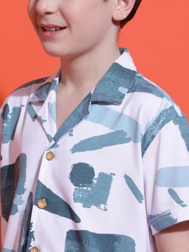 Image of Li'l Tomatoes Boys 100% Cotton Night Suit | Summer Printed Shirt & Shorts Set | Soft & Breathable Sleepwear | 9-16 Years