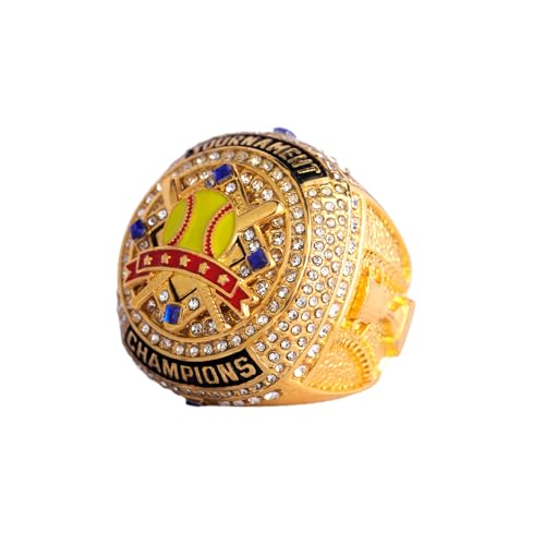 Image of 2 pcs Pack or 12 pcs Pack Softball Championship Trophy Ring Award Gift for Tournament Champion Team palyers Awards Trophy on Side Size 9.5