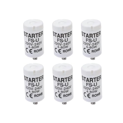 JZK Paquete de 6 cebadores para tubos fluorescentes FSU, 4 80W 220 240V Cebador de tubo fluorescente para tubos T8 y T12, Regletas, Acuarios, Peceras, Iluminación UV