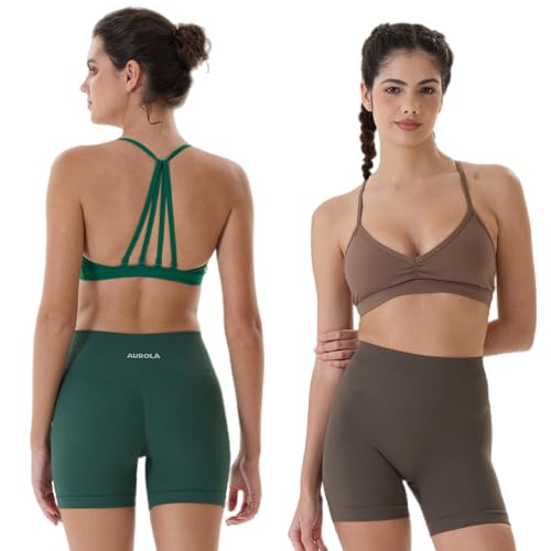 Image of AUROLA Mercury Workout Sports Bras Women Athletic Removable Padded Backless Strapy Minimal Crop Top