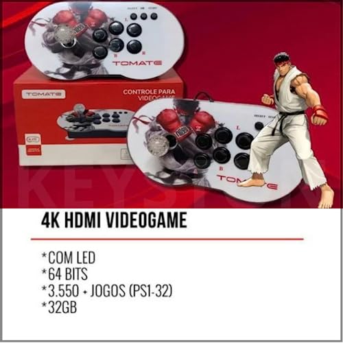 Arcade Vídeo Game Fliperama 64 bit Retro Emulador HDMI Clássico 3500 Jogos 2 Controles Hdmi, Baixe J
