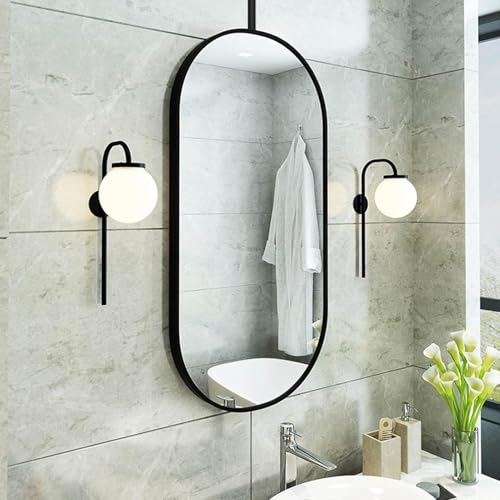 Miroir de maquillage 40x60 cm à cadre noir pour libérer l'espace mural