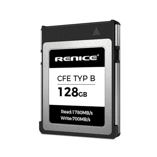 RENICE Carte mémoire CFexpress Type B 128 Go, PCIe 3.0 TLC Flash, Jusqu'à 1780 Mo/s en Lecture, Enregistrement vidéo RAW 4K/6K pour z6 z7 z7ii z8 z9 d5 d6 d500 d850 XQD