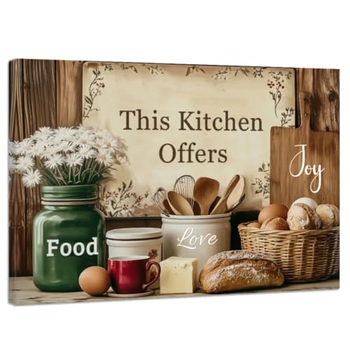 CGXLB Country Kitchen Wall Art Pictures Farmhouse Vintage This Kitchen