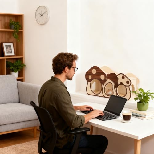 Maison pour hamster anti-stress en bois avec cachette champignon protectrice