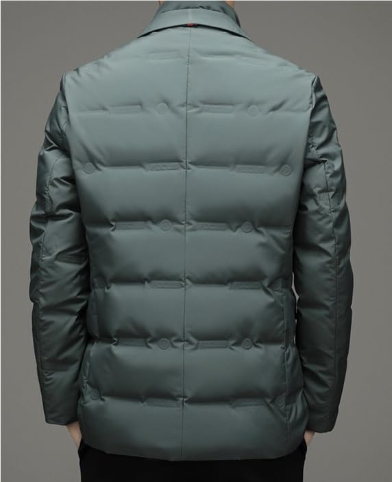 Mens Double Collar Down Jacket Winter Warm Coat Casual Fashion Business Puffer Outerwear for Men - Image 3