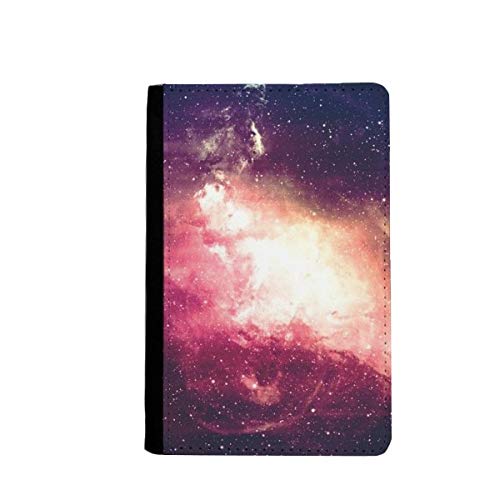 Étui passeport nébuleuse rose et planète dorée 3.7x5.8" multicolore