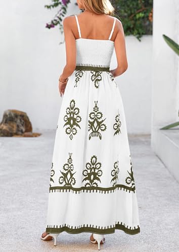Image of PRETTYGARDEN Women's Summer Boho Maxi Dress Floral Sundresses | Spaghetti Strap, Sleeveless, Smocked Bodice, A-Line Long Flowy, Lightweight Soft, Wedding Guest Party, Beach Vacation Outfits