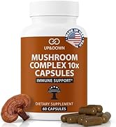 Up&amp;Down Supplements Mushroom Complex 10X, Lions Mane Cordyceps Reishi Chaga Turkey Tail Blend, Ma...