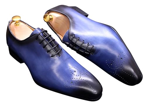 Image of Santimon Mens Oxfords Formal Dress Genuine Leather Handmade Derby Casual Brogues Oxfords Tuxedo Fashion Walking Shoes for Men