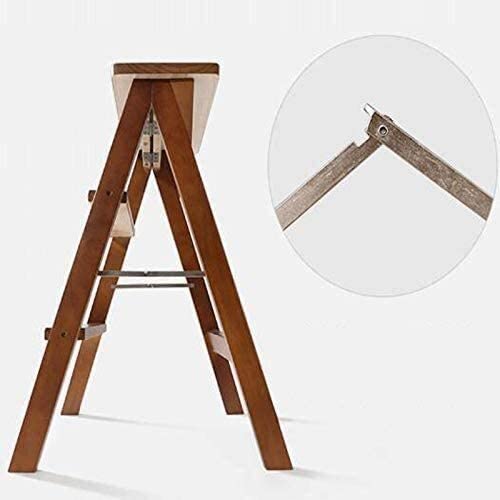 Taburete banco alto de madera maciza con estructura de silla creativa portátil 3