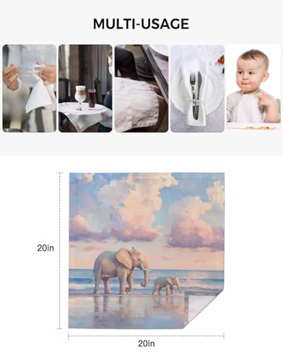 Servilletas de Tela con Elefantes, Pack de 4 miniatura 5