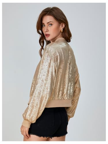 SOLY HUX Women's Metallic Jacket Zip Up Long Sleeve Lightweight Outerwear Bomber Jackets2