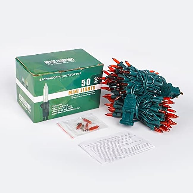 Hopolon Orange Thanksgiving Mini Lights, 2Pack 13Feet 50Count Autumn Fall String Lights,Connectable 120V Plug in for Outdoor Indoor Garden Party Halloween Christmas Xmas Tree Lights Yellow Decor