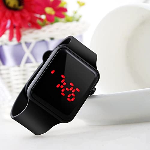 Reloj para niña Relojes para niñas Relojes Digitales para niños Reloj de Silicona LED Relojes de Regalo para niñas (Color : Black Rose Gold)