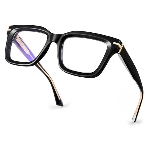 Image of Blue Light Blocking Glasses for Women Men, Square Thick Frame Anti Eyestrain & UV Glare JF6218