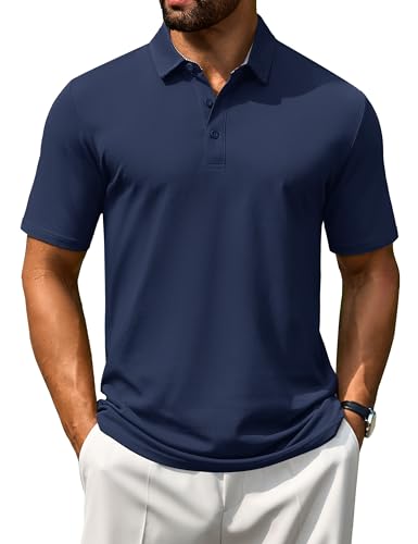 Cotrasen Men's Short Sleeve Cotton Polo Shirt Navy XL