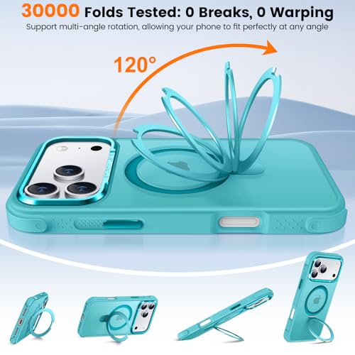 Coque iPhone 17 Pro Max Bleu Océan avec Support Invisible et Protection Antichoc Mat - 3